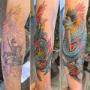 cover vieux tattoo par un dragon chinois couleur